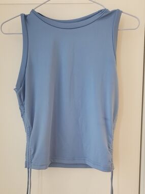 Blue Halter Drawstring Adjustable Tank Top Casual Summer Size L